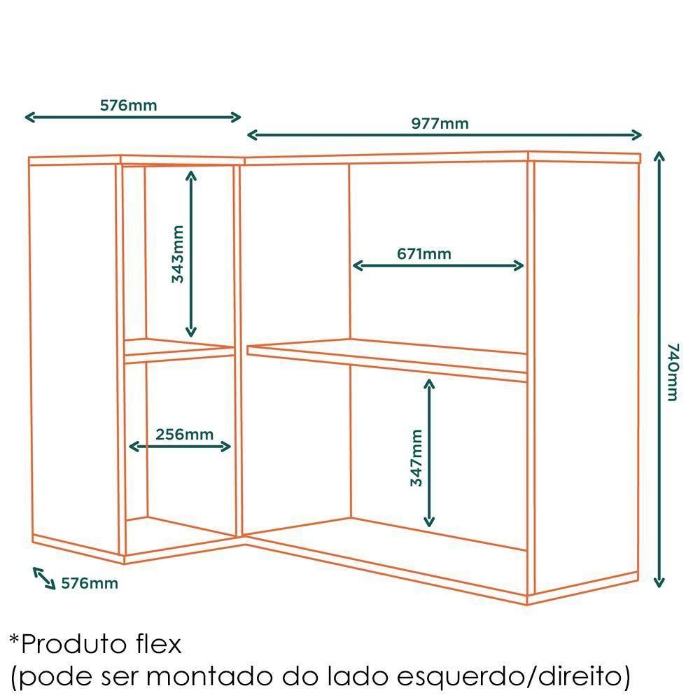 Armario Aereo Canto Reto Mdf 98 Cm Tosc At004 Freijo Freijo Mxm Freijo Freijo - 3