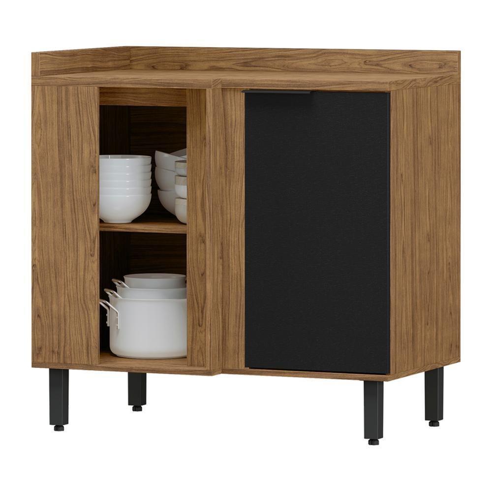 Balcao De Canto Reto Mdf 98 Cm Tosc Bt004 Freijo Nero Mxm Freijo Nero - 1