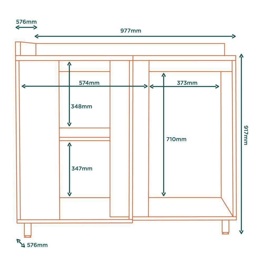 Balcao De Canto Reto Mdf 98 Cm Tosc Bt004 Freijo Nero Mxm Freijo Nero - 2