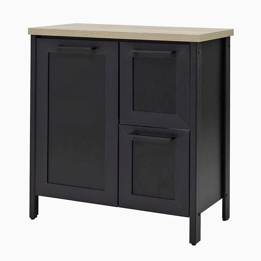 Gabinete Banheiro Com Tampo 1 Pt 2 Gv 79 Cm Bn01 Preto Dtall Preto - 1