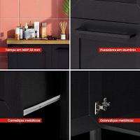 Gabinete Banheiro Com Tampo 1 Pt 2 Gv 79 Cm Bn01 Preto Dtall Preto - 3