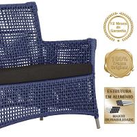 1 Sofá E Mesa Centro Igapó Alumínio Corda Náutica E9 Trama Azul - 3