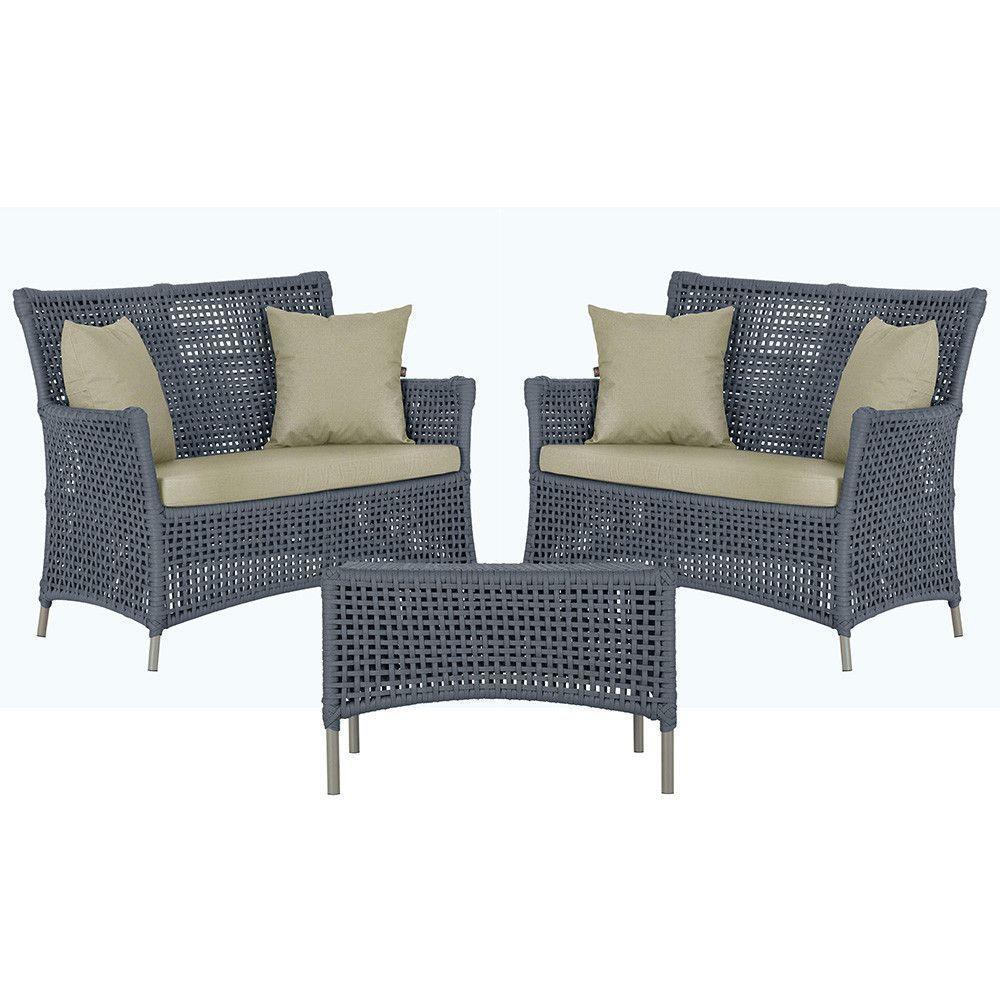 2 Sofás E Mesa Igapó Alumínio Fendi Corda Náutica E7 Trama Prata - 1