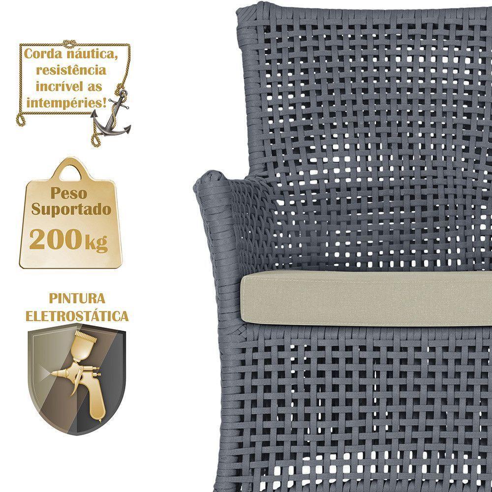 2 Sofás E Mesa Igapó Alumínio Fendi Corda Náutica E7 Trama Prata - 4