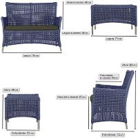 1 Sofá E Mesa Centro Igapó Alumínio Corda Náutica E13 Trama Azul - 5