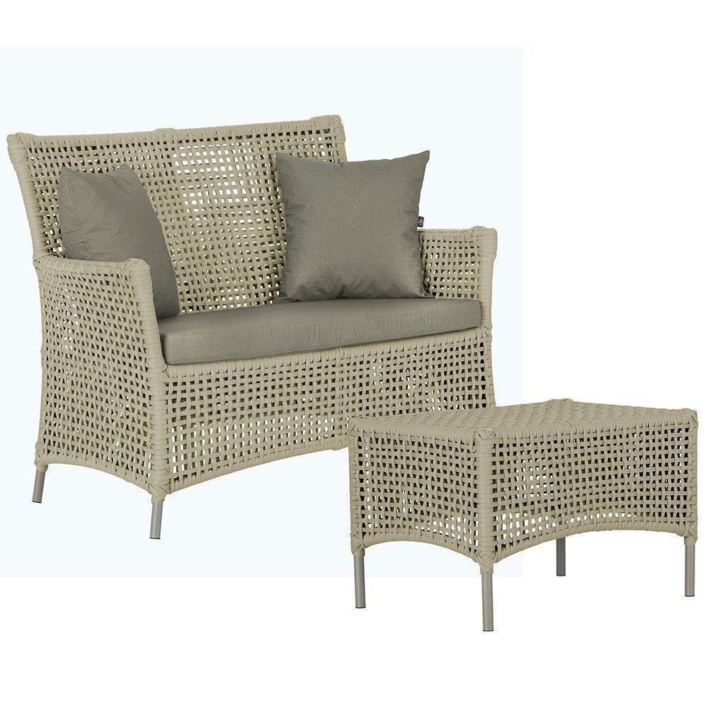 1 Sofá E Mesa Centro Igapó Alumínio Corda Náutica E8 Trama Rami - 1