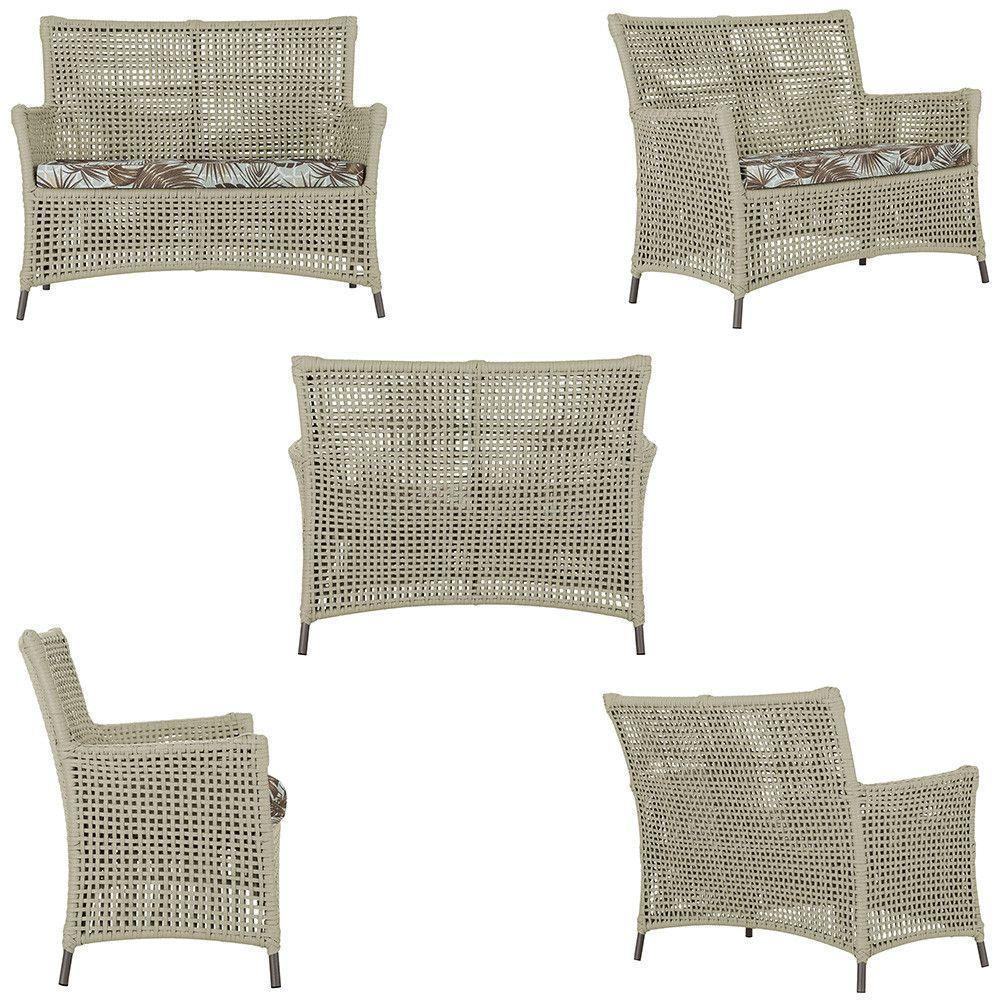 1 Sofá E Mesa Igapó Alumínio Marrom Corda Náutica E6 Trama Rami - 4