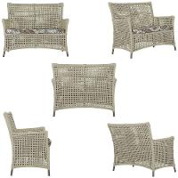 1 Sofá E Mesa Igapó Alumínio Marrom Corda Náutica E6 Trama Rami