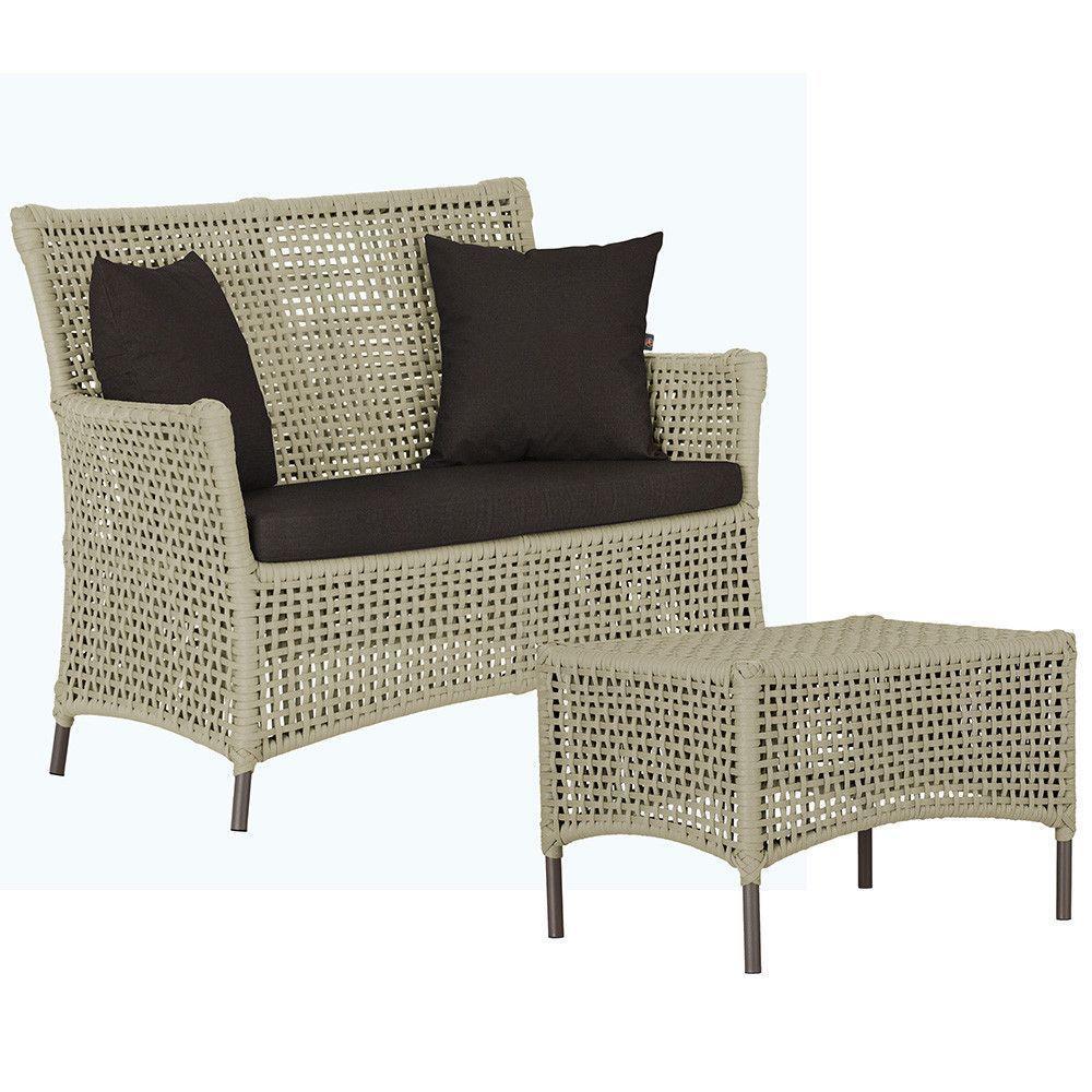 1 Sofá E Mesa Igapó Alumínio Marrom Corda Náutica E9 Trama Rami - 1