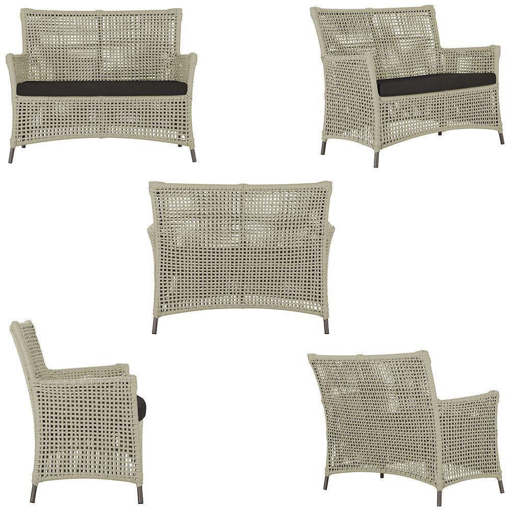 1 Sofá E Mesa Igapó Alumínio Marrom Corda Náutica E9 Trama Rami - 3