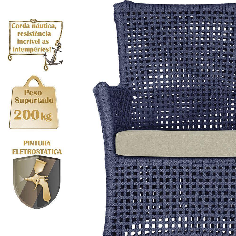 1 Sofá E Mesa Igapó Alumínio Marrom Corda Náutica E7 Trama Azul - 2