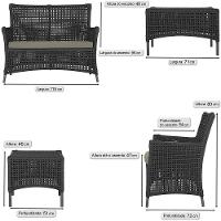 1 Sofá E Mesa Igapó Alumínio Preta Corda Náutica E8 Trama Preto - 2