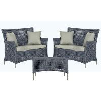 2 Sofás E Mesa Igapó Alumínio Fendi Corda Náutica E3 Trama Prata - 1