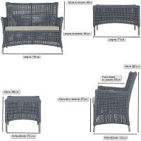 2 Sofás E Mesa Igapó Alumínio Fendi Corda Náutica E3 Trama Prata - 6