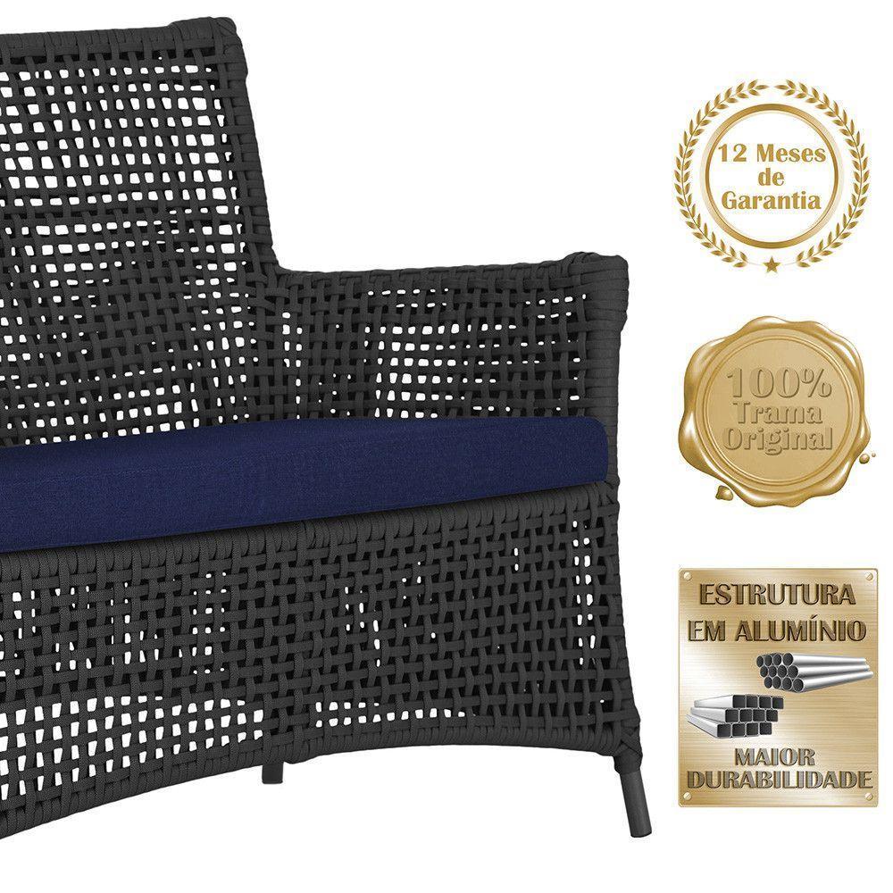 1 Sofá E Mesa Igapó Alumínio Preta Corda Náutica E10 Trama Preto - 4