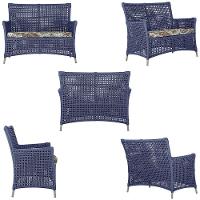 2 Sofás E Mesa Igapó Alumínio Fendi Corda Náutica E6 Trama Azul - 2