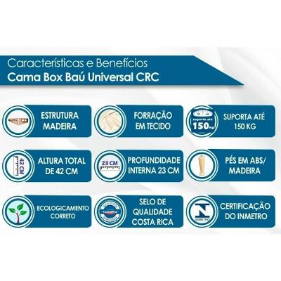 Cama Box Baú: Colchão Molas Ensacadas Ortobom Sleep King + Base Crc Suede Black (193x203)