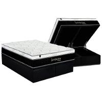 Cama Box Baú King: Colchão Molas Ensacadas Luckspuma Visco Lucksfaction Black + Base Crc Suede Black (193x203) - 1