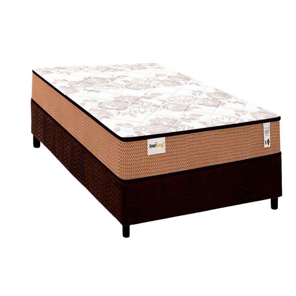 Conjunto Box Solteiro: Colchão Molas Plumatex Ensacadas Smart Classic + Base Crc Suede Brown (88x188) - 1