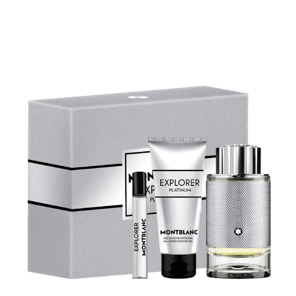 Kit Montblanc Explorer Platinum Masculino - Eau De Parfum 100ml + Eau De Parfum 7,5ml + Shower Gel 100ml - 1