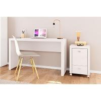 Escritório Completo 1 Mesa De Computador Me4135 + 1 Gaveteiro Me4112 2 Peças Branco - 1