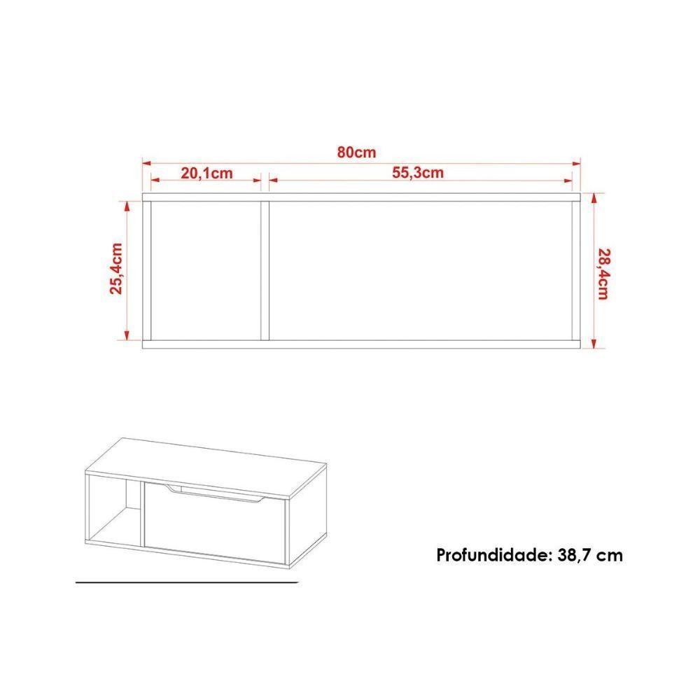 Conjunto De Banheiro Balcão Suspenso Bn3644 E Balcão Com Rodízios Bn3643 80cm E Armário Com Espelho Bn3645 80cm Mármore Lunar - Tecno Mobili - 3