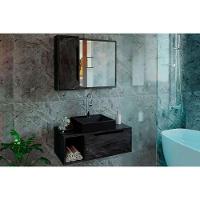 Conjunto De Banheiro Balcão Suspenso Bn3644 E Balcão Com Rodízios Bn3643 80cm E Armário Com Espelho Bn3645 80cm Mármore Lunar - Tecno Mobili - 2