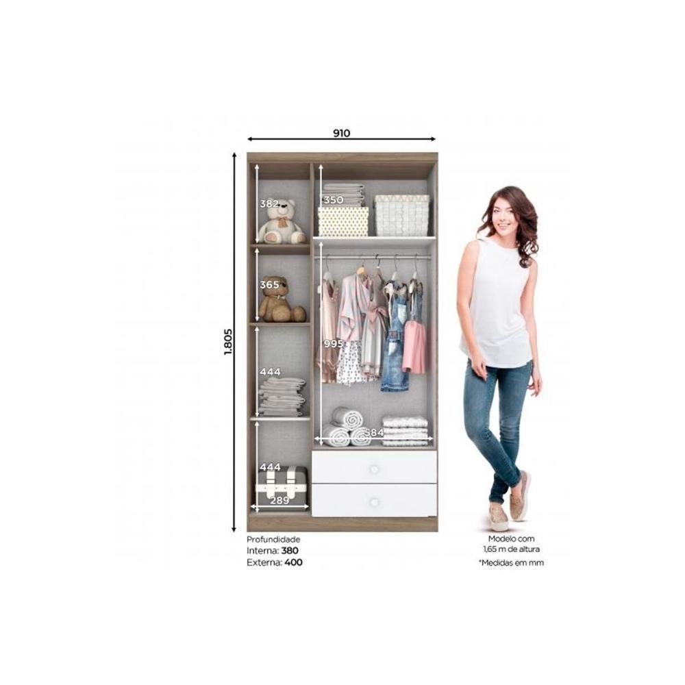 Quarto De Bebê Completo Bala De Menta 2 Peças (1 Guarda Roupa + 1 Berço) Qi94 Branco - Henn - 10