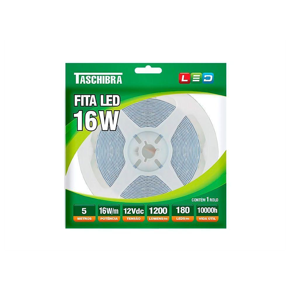 Fita De Led Taschibra Com 5 Metros 180 Leds/m 16w 12v 3000k Luz Amarela 14040244-09 - 3