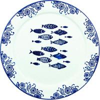 Jogo Prato Raso Jantar 8 Pessoas 8pçs Peixe Mar Praia 31cm - 3