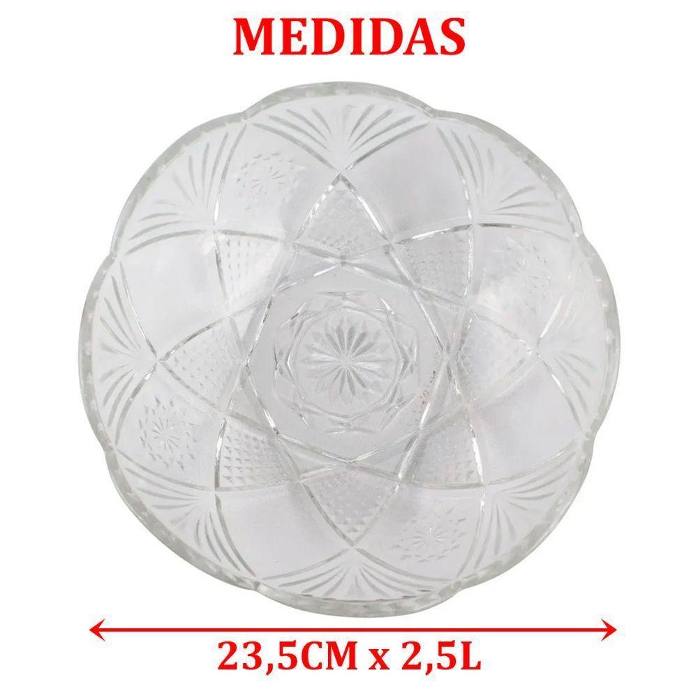 Kit 6 Saladeira Redonda Bowl Vidro Transparente 2,5l 23,5cm - 2