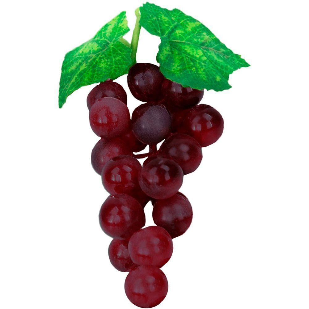 Kit 12 Cachos Fruta Artificial Uva Roxa De Silicone De 10cm - 2
