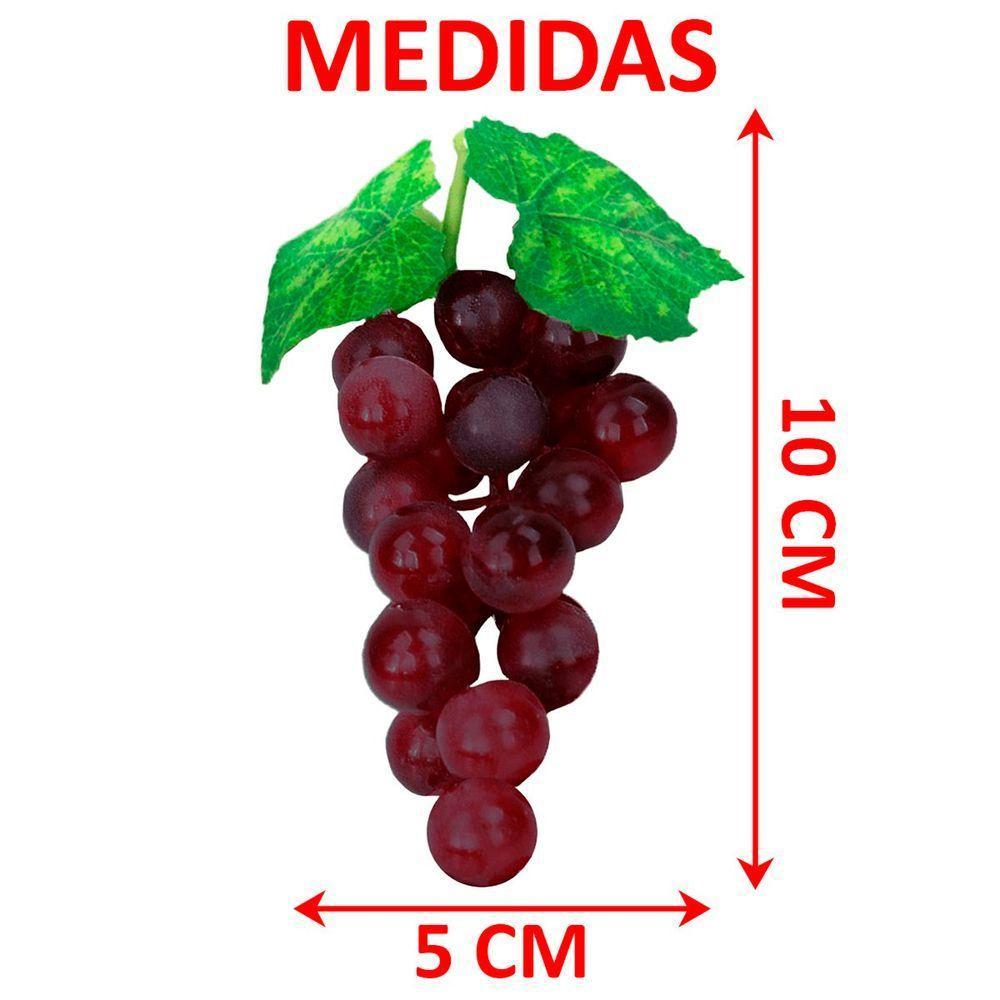 Kit 12 Cachos Fruta Artificial Uva Roxa De Silicone De 10cm - 3