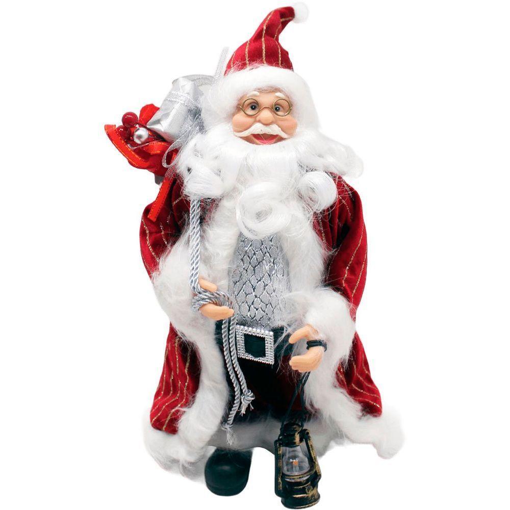 Decoração Papai Noel Com Casaco Lampião Saco Presentes 30cm - 1