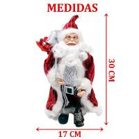 Decoração Papai Noel Com Casaco Lampião Saco Presentes 30cm - 6