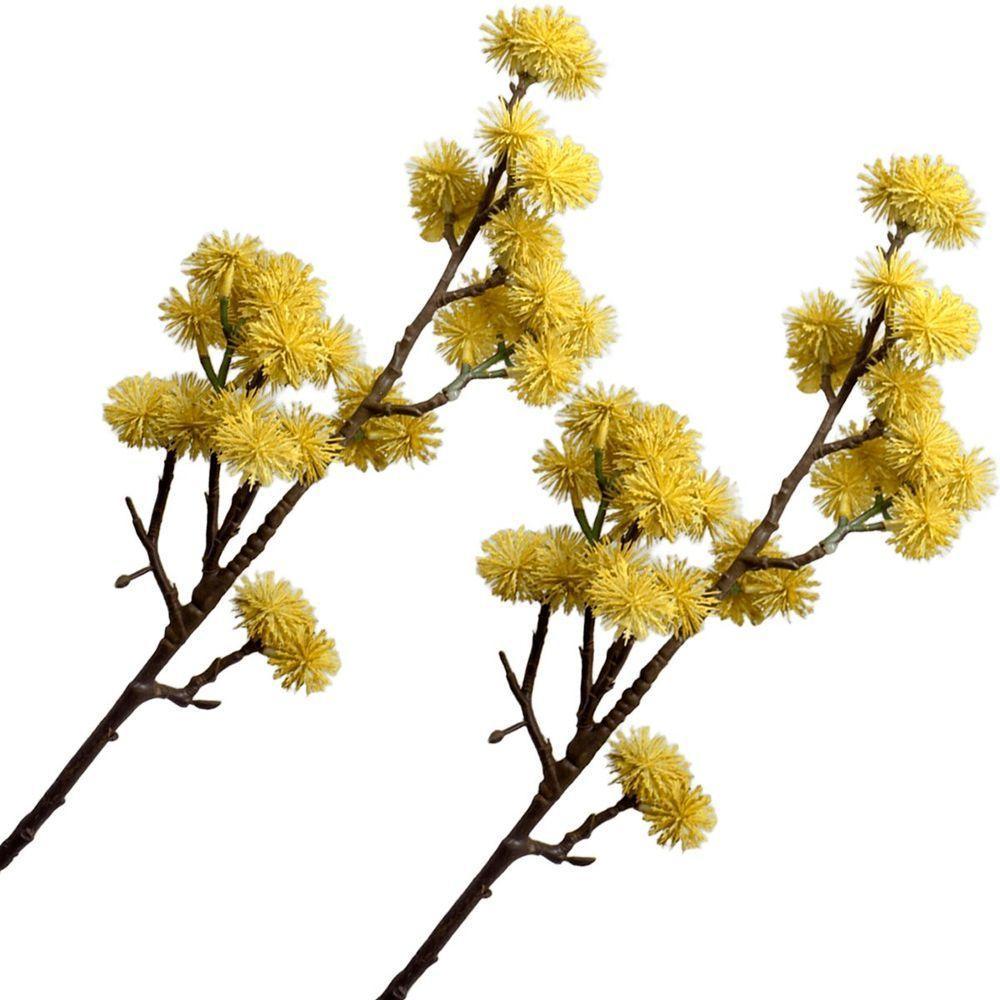 Kit 4 Plantas Artificial Mamonas Amarelo Escuro Enfeite 70cm - 1