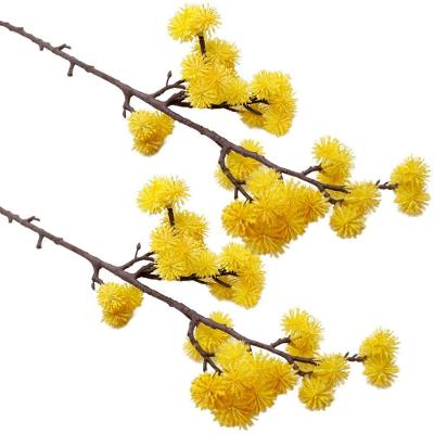 Kit 4 Plantas Artificiais Enfeite Mamona Amarela Jardim 70cm