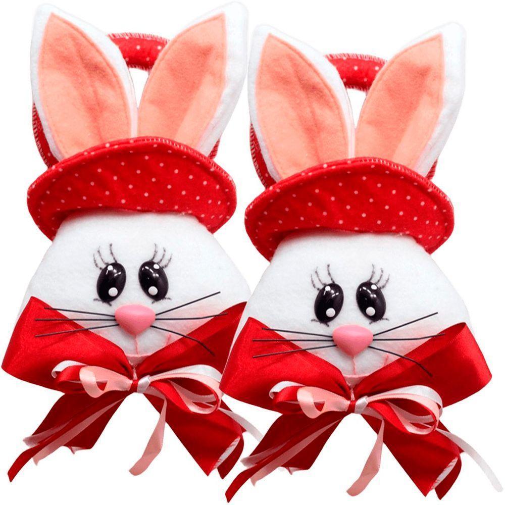 Kit 2 Pendente Páscoa Coelho Para Trinco Porta Enfeite 23cm - 1