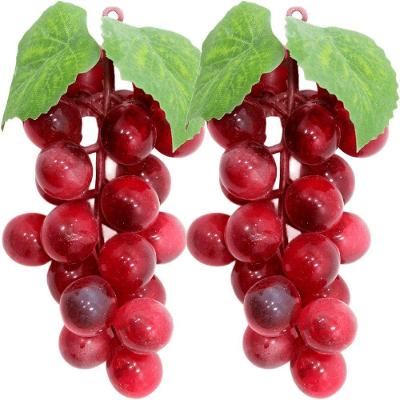 Kit 4 Cachos De Fruta Artificial Uva Vermelha Silicone 12cm