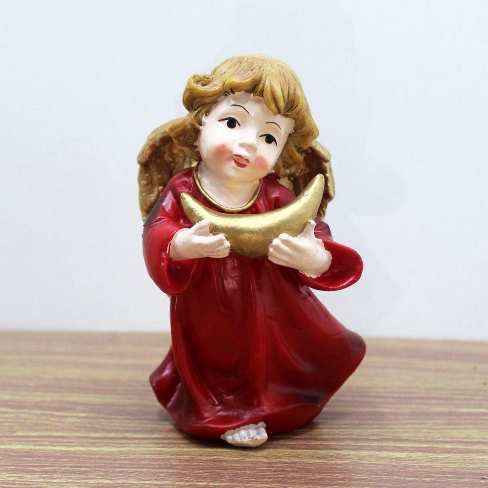 Enfeite Natal Anjo Vermelho Anjinho Com Símbolo Resina 13cm - 2