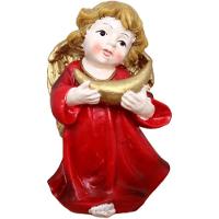 Enfeite Natal Anjo Vermelho Anjinho Com Símbolo Resina 13cm - 1