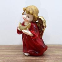 Enfeite Natal Anjo Vermelho Anjinho Com Símbolo Resina 13cm