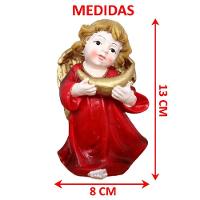 Enfeite Natal Anjo Vermelho Anjinho Com Símbolo Resina 13cm - 5