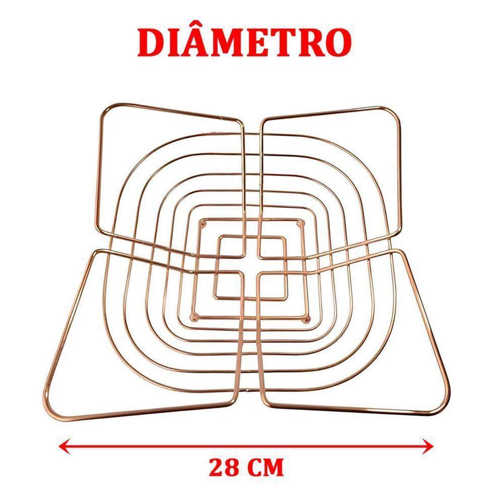 Kit Fruteira Frutas Artificial Isopor E Cesta Inox Rose Gold - 4