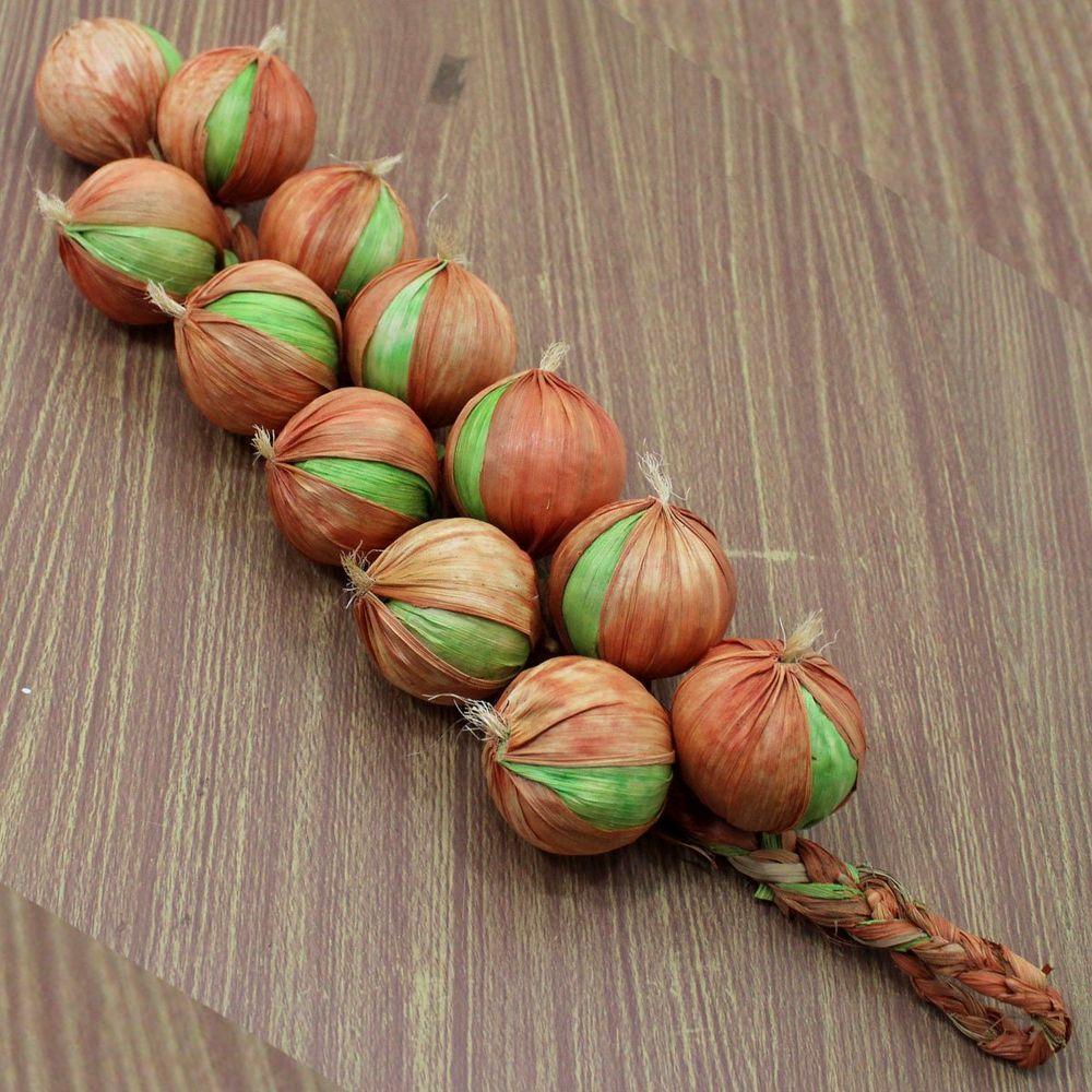 Kit 2 Tranças De Cebola Artificial Decoração Artesanal 47cm - 4