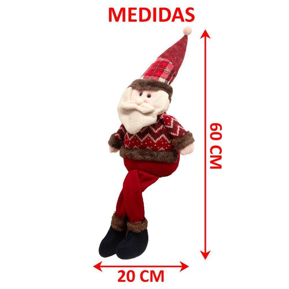 Decoração Boneco Natalino Papai Noel Com Pernas Moles 60cm - 4