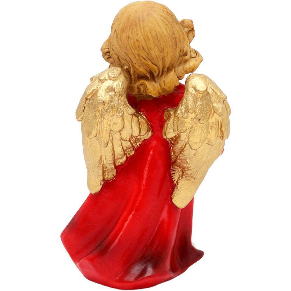 Enfeite Anjo Anjinho Vermelho Com Livro Em Resina Natal 13cm - 5