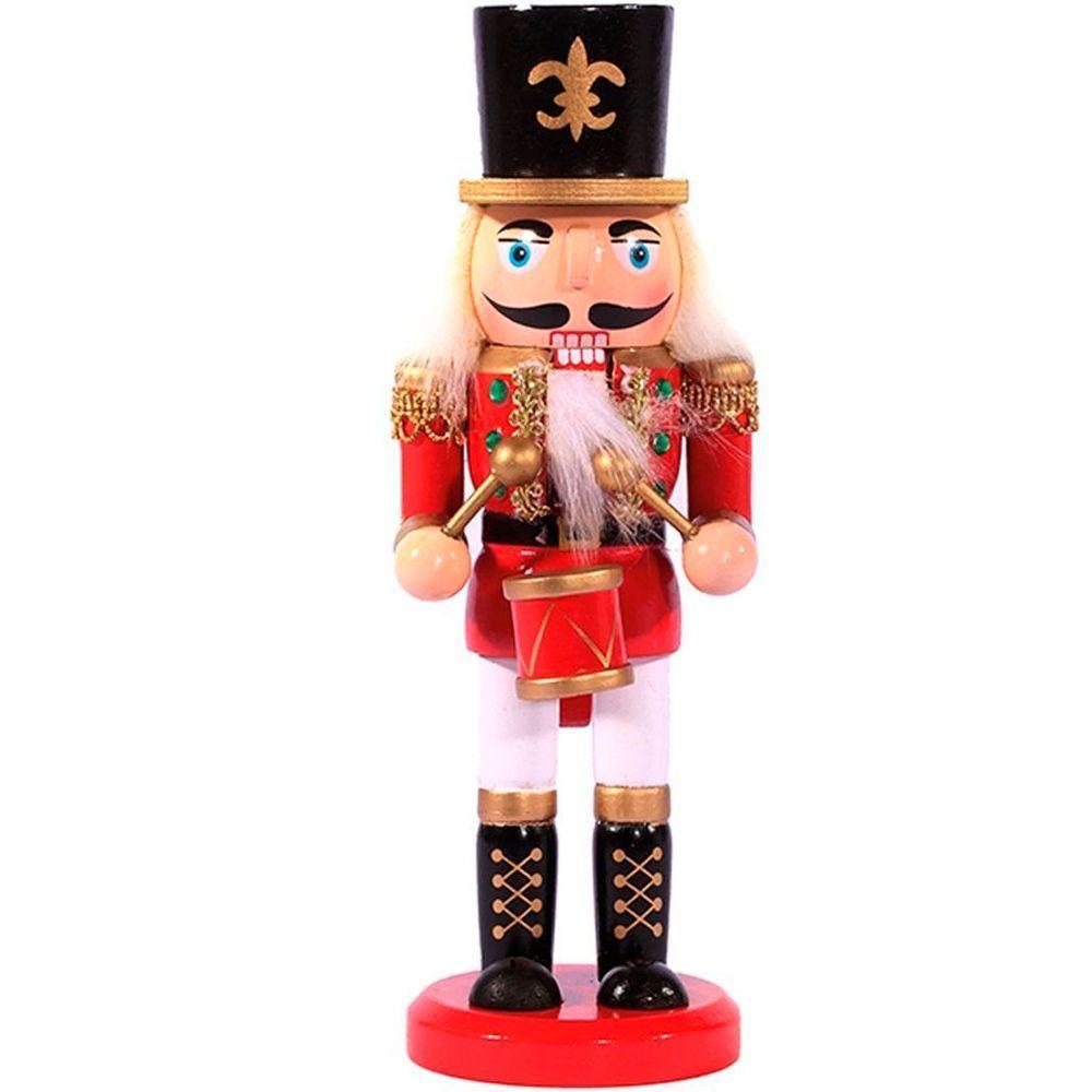 Boneco Natal Papai Noel Madeira Quebra Nozes Tambor 20cm - 1