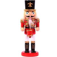 Boneco Natal Papai Noel Madeira Quebra Nozes Tambor 20cm - 1