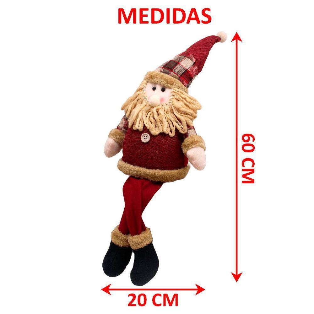 Decoração Boneco Papai Noel Natalino Com Pernas Moles 60cm - 4